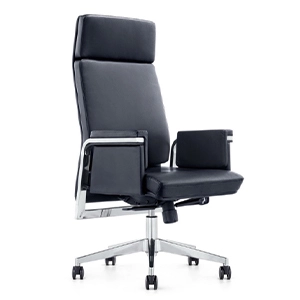 A leather office chair with several levers