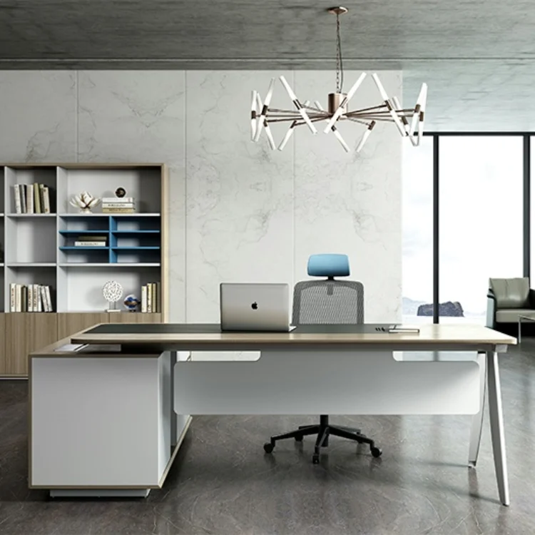 Kanuo office desk setting with a side cabinet and task chair